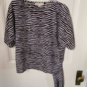 Michael Kors Brown And White Stripped Blouse, Sz S